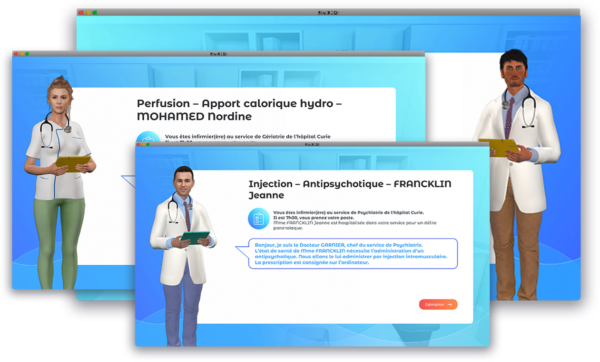 Simulateur numérique SIMDOSE présentant les 3 différentes formes de médicaments