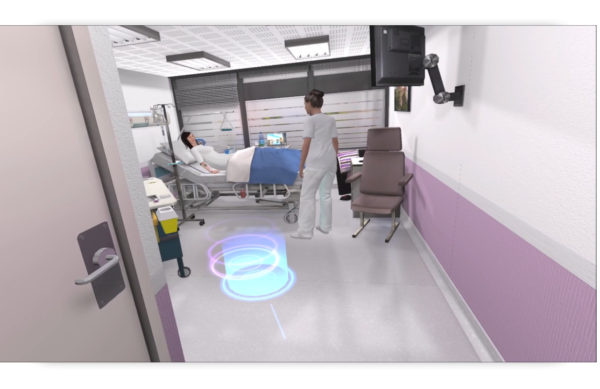 Chambre en réalité virtuelle d'une patiente avec l'infirmière 3D