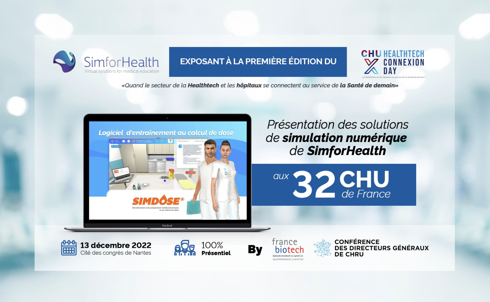 Illustration présentant SimforHealth exposant au CHU Healthech Connexion Day