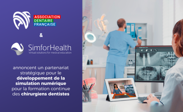 Visuel annonçant le partenariat stratégique entre l'Association Dentaire Française et SimforHealth