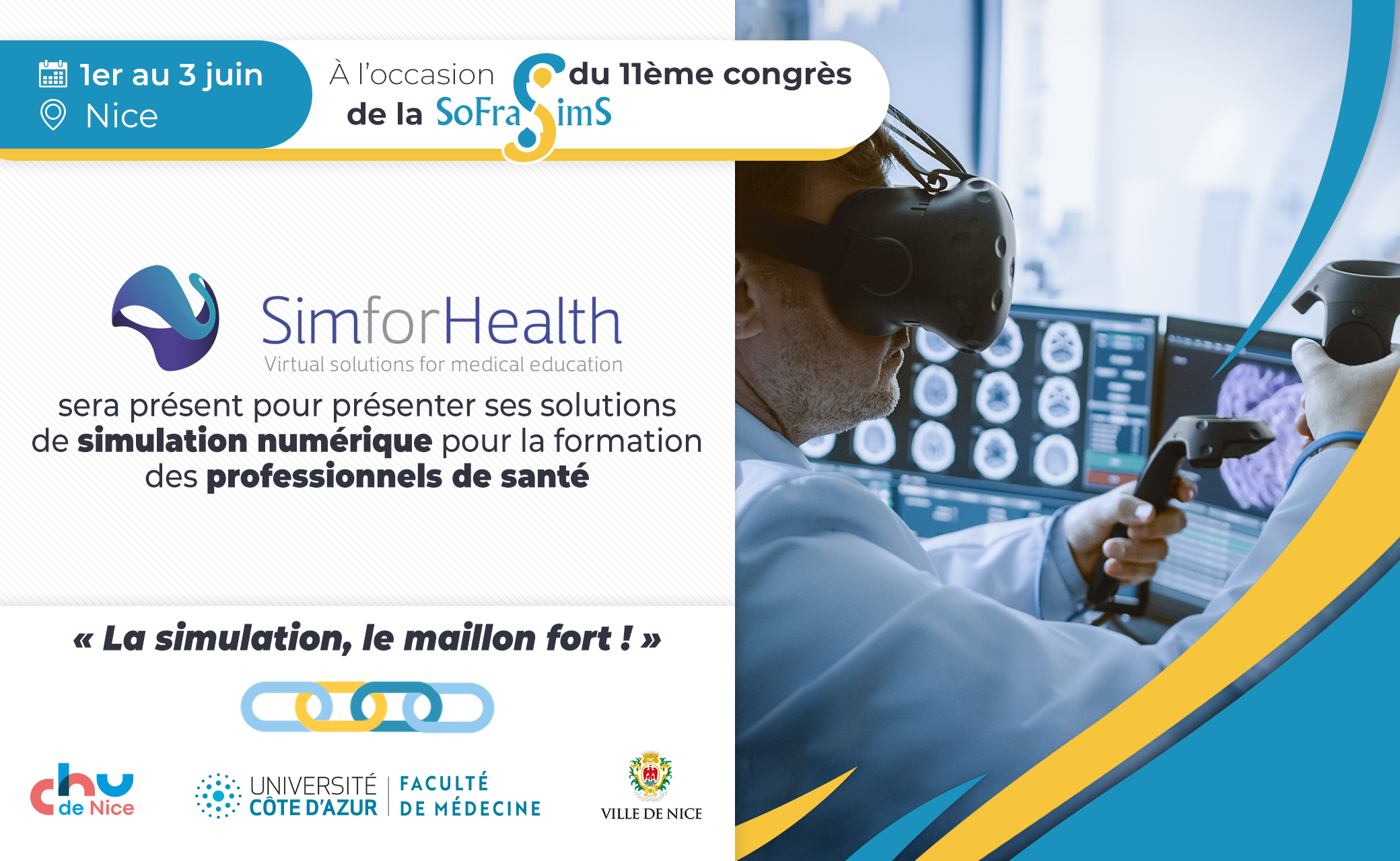 Visuel annonçant la participation de SimforHealth à la SoFraSims 2023