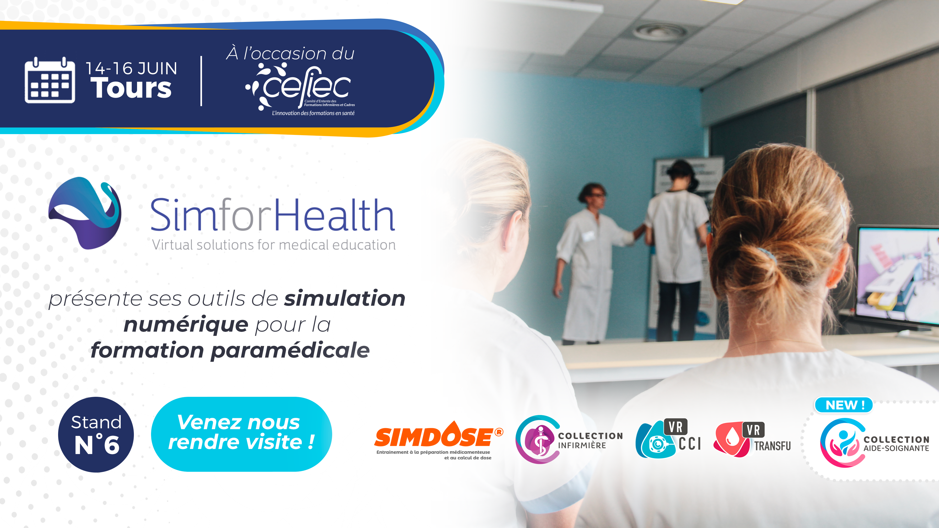 visuel annonçant la participation de SimforHealth au CEFIEC 2023